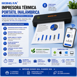 Rongta® Impresora térmicas portátil inalámbrica para viajes, impresora móvil Bluetooth, impresora sin tinta para uso escolar, oficina, hogar, compatible con Android, iOS y laptop