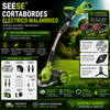 Cortabordes eléctrico inalámbrico con accesorios de corte diferentes para recortar y perfilar el césped, incluye 2 baterías y diseño de arrastre ligero; ideal para patios y jardines interiores y exteriores SEESE®