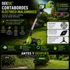 Cortabordes eléctrico inalámbrico con accesorios de corte diferentes para recortar y perfilar el césped, incluye 2 baterías y diseño de arrastre ligero; ideal para patios y jardines interiores y exteriores SEESE®