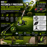 Cortabordes eléctrico inalámbrico con accesorios de corte diferentes para recortar y perfilar el césped, incluye 2 baterías y diseño de arrastre ligero; ideal para patios y jardines interiores y exteriores SEESE®