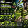 Cortabordes eléctrico inalámbrico con accesorios de corte diferentes para recortar y perfilar el césped, incluye 2 baterías y diseño de arrastre ligero; ideal para patios y jardines interiores y exteriores SEESE®