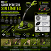 Cortabordes eléctrico inalámbrico con accesorios de corte diferentes para recortar y perfilar el césped, incluye 2 baterías y diseño de arrastre ligero; ideal para patios y jardines interiores y exteriores SEESE®