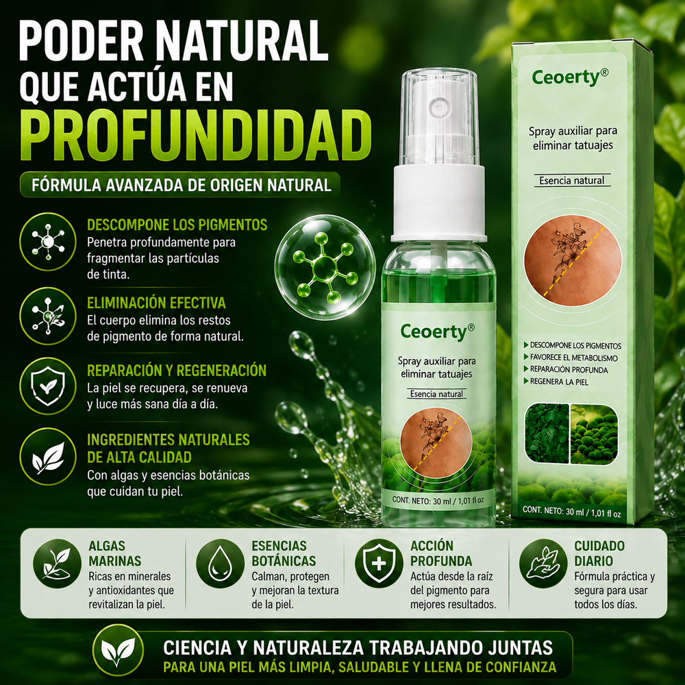 Ceoerty®️ - Spray de soporte para la eliminación de tinta negra en la piel