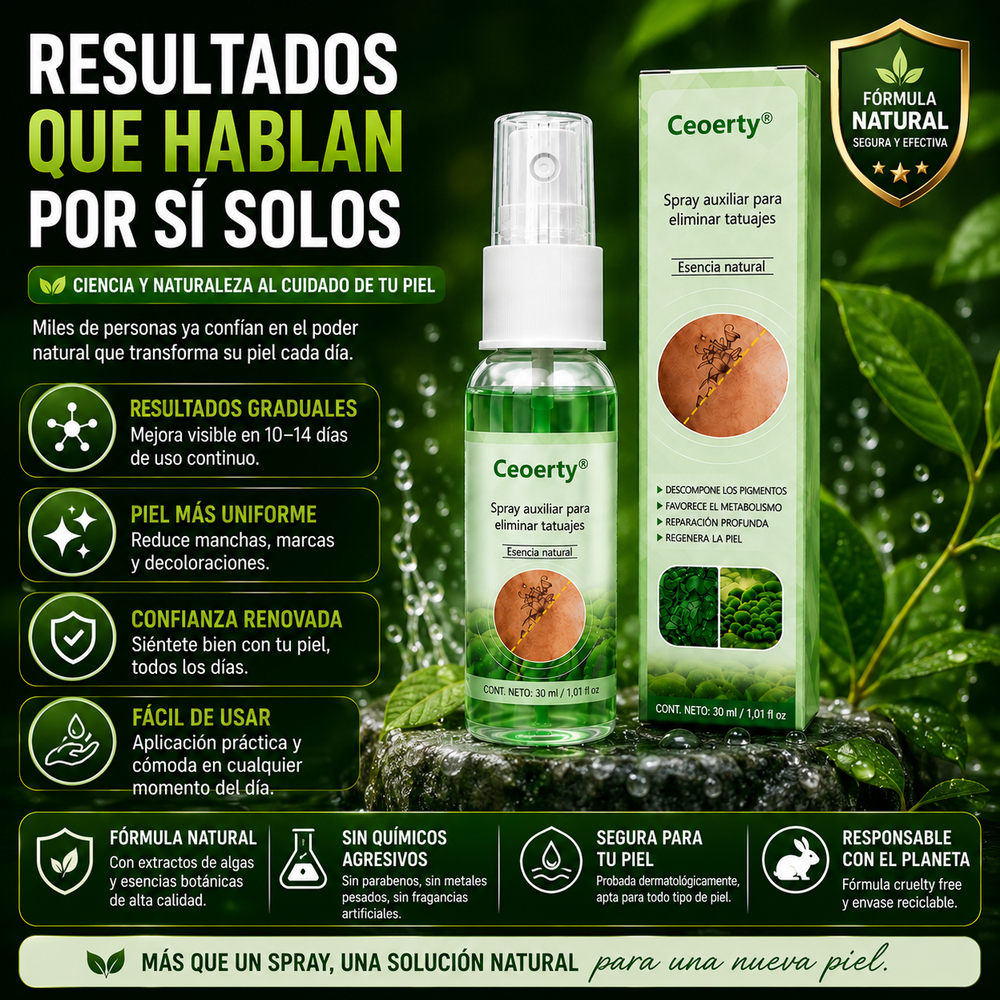 Ceoerty®️ - Spray de soporte para la eliminación de tinta negra en la piel