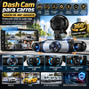 Dash Cam para carros con visión de 360 grados, pantalla de 3,16 pulgadas, gran angular de 170 grados, 4 lentes, sensor G, grabación en bucle y modo de aparcamiento 24 horas; ideal para familias, taxis y flotas de vehículos.