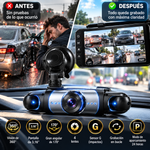Dash Cam para carros con visión de 360 grados, pantalla de 3,16 pulgadas, gran angular de 170 grados, 4 lentes, sensor G, grabación en bucle y modo de aparcamiento 24 horas; ideal para familias, taxis y flotas de vehículos.