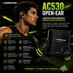 Monster AC530 Open-Ear  de diseño abierto con micrófono y cancelación de ruido; plegado doble, Bluetooth 6.0, batería de larga duración (165 horas). Ideales para correr, entrenar, conducir y la vuelta a clases. Regalo para hombres y mujeres