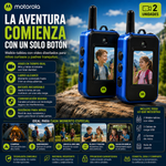 walkie-talkies Motorola®  Con video para niños (2 unidades), juguetes de radio bidireccional recargables de largo alcance; ideal para aventuras al aire libre, acampadas, senderismo y regalos de cumpleaños; diseño duradero y con carga de 6 horas
