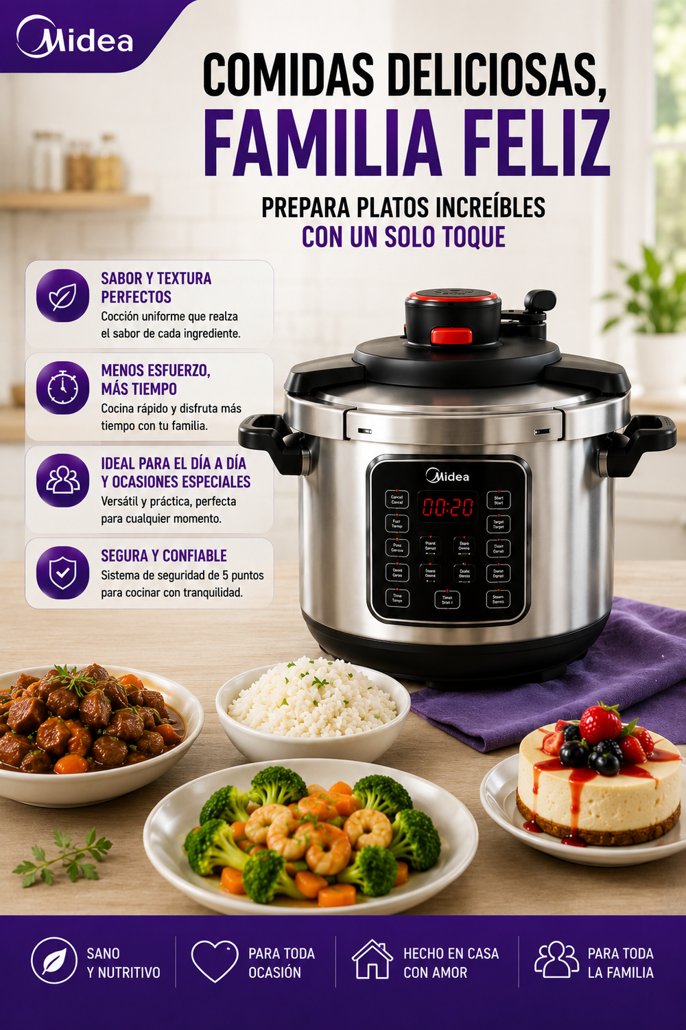 Midea Olla a presión eléctrica 12 en 1, 8 cuartos, 12 preajustes, olla de cocción lenta programable multifuncional, olla arrocera, vaporera, sartén para saltear, máquina de yogur y más, material de titanio indestructible