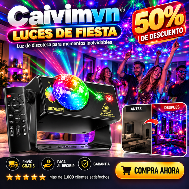 Caivimvn®  Luces de fiesta, luz de discoteca de DJ, luz de bola de discoteca, luces estroboscópicas activadas por sonido, luces de escenario para fiestas, cumpleaños, regalo de Navidad, boda, karaoke