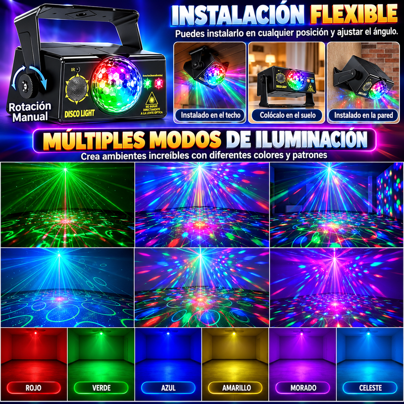 Caivimvn®  Luces de fiesta, luz de discoteca de DJ, luz de bola de discoteca, luces estroboscópicas activadas por sonido, luces de escenario para fiestas, cumpleaños, regalo de Navidad, boda, karaoke