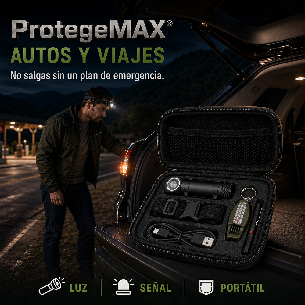 ProtegeMAX® Kit de supervivencia y emergencia, 5 piezas claves de emergencia para terremotos, emergencias climaticas, en auto y aventuras al aire libre