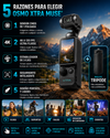 Osmo Xtra Muse® Videocámara de vlogging con sensor CMOS de 1 pulgada, vídeo 4K a 120 fps, estabilizador de cardán de 3 ejes, enfoque rápido, seguimiento de rostros/objetos y diseño portátil tipo Handycam.