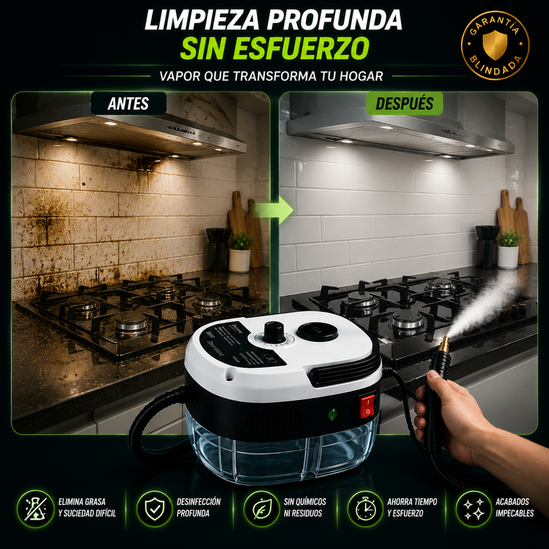 Limpiador a Vapor Alta Presión y Temperatura Portátil INALAMBRICO multiusos