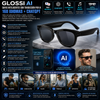 GLOSSI AI Gafas inteligentes con traducción por IA, 160 idiomas, ChatGPT, gafas con audio para hombres y mujeres, micrófono y altavoz, llamadas manos libres, lentes fotocromáticas, ideales para ciclismo, conducción, viajes y regalos