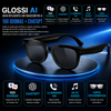GLOSSI AI Gafas inteligentes con traducción por IA, 160 idiomas, ChatGPT, gafas con audio para hombres y mujeres, micrófono y altavoz, llamadas manos libres, lentes fotocromáticas, ideales para ciclismo, conducción, viajes y regalos