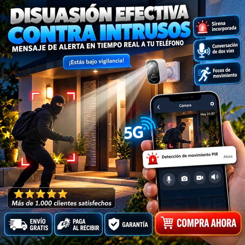 Cámara de Seguridad Inalámbrica para Exteriores 4K Actualizadas 2026, Almacenamiento en la Nube Gratuito, Duración de Batería de 1-6 Meses, Impermeables, Comunicación Bidireccional