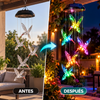 Móvil de viento solar TOODOUR con forma de colibrí y cambio de color: resistente al agua, duradero y multifuncional; funciona con energía solar y ofrece espectáculo de luces, gancho giratorio y función de luz nocturna