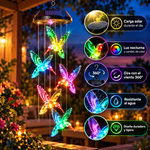 Móvil de viento solar TOODOUR con forma de colibrí y cambio de color: resistente al agua, duradero y multifuncional; funciona con energía solar y ofrece espectáculo de luces, gancho giratorio y función de luz nocturna