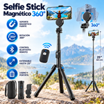Upgraded Magnetic Selfie Stick 360° Palo para selfis magnético mejorado, soporte giratorio con control de ángulo de 360°, accesorio Bluetooth compacto y extensible (25 pulgadas), compatible con iPhone y teléfonos inteligentes