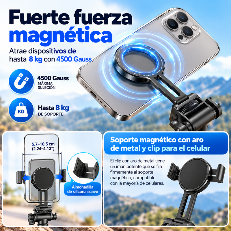 Upgraded Magnetic Selfie Stick 360° Palo para selfis magnético mejorado, soporte giratorio con control de ángulo de 360°, accesorio Bluetooth compacto y extensible (25 pulgadas), compatible con iPhone y teléfonos inteligentes