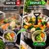 Consevisen Cesta vaporera de verduras para cocinar alimentos, cesta de vapor vegetal de acero inoxidable para olla, inserto plegable expandible al vapor con mango extensible que se adapta a cualquier olla