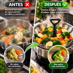 Consevisen Cesta vaporera de verduras para cocinar alimentos, cesta de vapor vegetal de acero inoxidable para olla, inserto plegable expandible al vapor con mango extensible que se adapta a cualquier olla