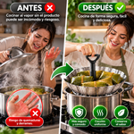 Consevisen Cesta vaporera de verduras para cocinar alimentos, cesta de vapor vegetal de acero inoxidable para olla, inserto plegable expandible al vapor con mango extensible que se adapta a cualquier olla
