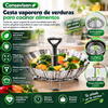Consevisen Cesta vaporera de verduras para cocinar alimentos, cesta de vapor vegetal de acero inoxidable para olla, inserto plegable expandible al vapor con mango extensible que se adapta a cualquier olla