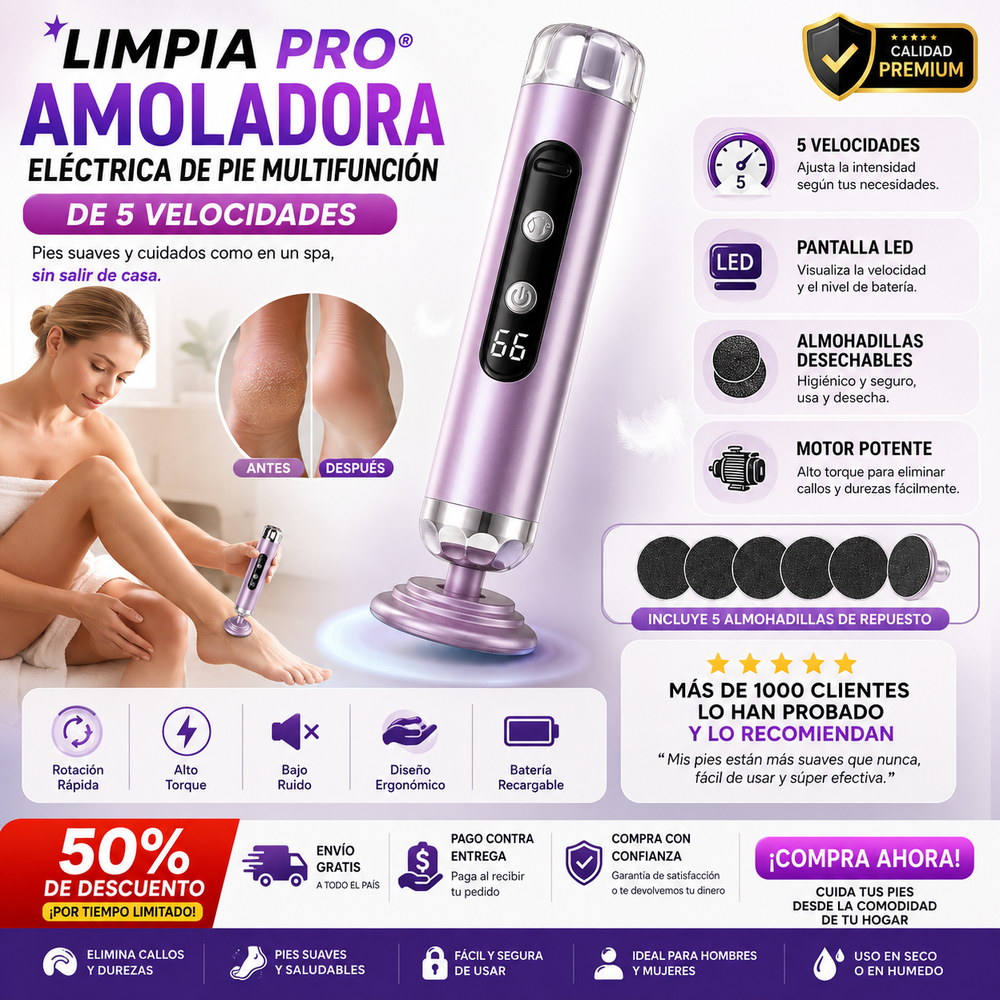 KIT Amoladora eléctrica de pie multifunción de 5 velocidades -  LimpiaPro®️ Incluye repuestos