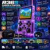 R36S Retro Video Consola portátil de videojuegos con sistema Linux, pantalla IPS de 3,5 pulgadas, batería de 3000 mAh y tarjetas TF de 32 GB + 64 GB; ideal para Navidad, regalos festivos o la vuelta a clases.