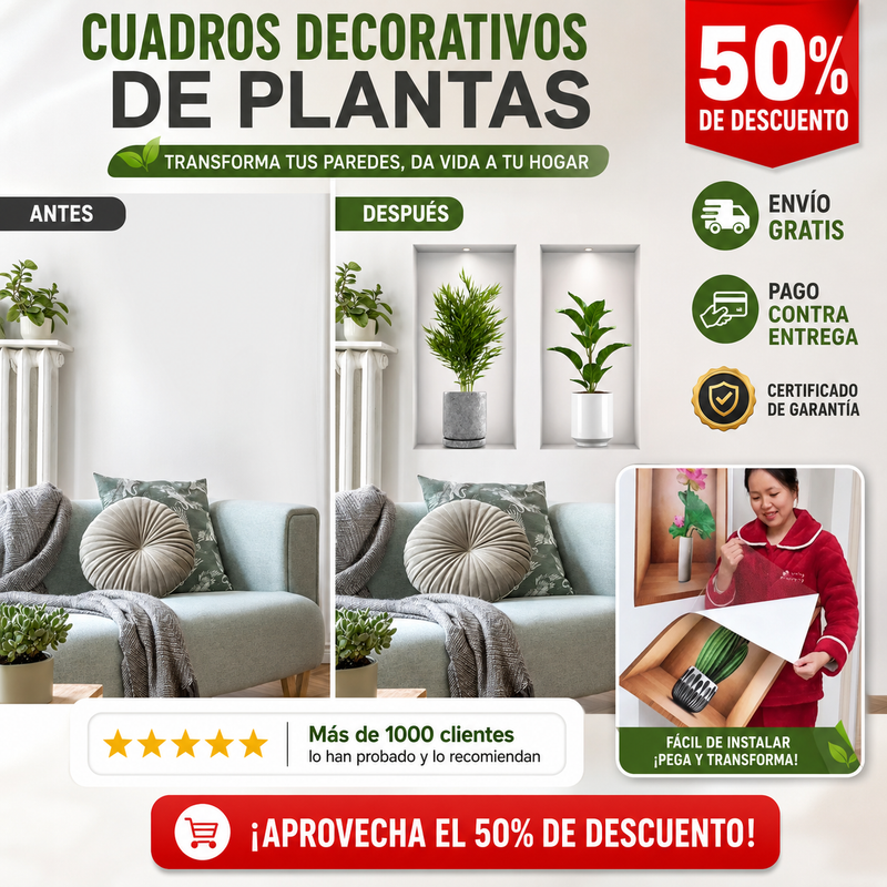 Cuadros decorativos de plantas combo por 2 Unidades 30x45