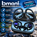 bmani Auriculares inalámbricos con Bluetooth con pantalla LED de 80 horas de reproducción, gancho sobre la oreja con micrófono, sonido estéreo, controles de botón fáciles