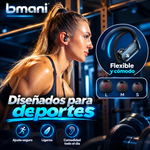 bmani Auriculares inalámbricos con Bluetooth con pantalla LED de 80 horas de reproducción, gancho sobre la oreja con micrófono, sonido estéreo, controles de botón fáciles