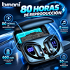 bmani Auriculares inalámbricos con Bluetooth con pantalla LED de 80 horas de reproducción, gancho sobre la oreja con micrófono, sonido estéreo, controles de botón fáciles