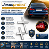 conduce siempre protegido contra accidentes con Jesusprotect® -  Juego de 2 pegatinas con emblema de cruz y Jesus en 3D; accesorios de fácil aplicación para coches, motos y SUV
