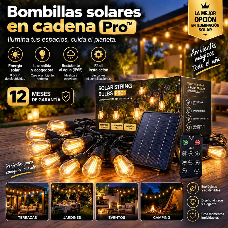 Bombillas solares en cadena Pro™️ 20 Metros