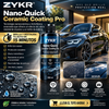 ZYKR KIT Nano-Quick Ceramic Coating Pro para automóviles, con tecnología nanocerámica e hidrofobica avanzada que ofrece un efecto de vidrio resistente al polvo y un brillo duradero. 300 ml. Brilla y restaura tu auto en 15 minutos
