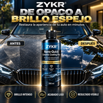ZYKR KIT Nano-Quick Ceramic Coating Pro para automóviles, con tecnología nanocerámica e hidrofobica avanzada que ofrece un efecto de vidrio resistente al polvo y un brillo duradero. 300 ml. Brilla y restaura tu auto en 15 minutos