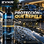 ZYKR KIT Nano-Quick Ceramic Coating Pro para automóviles, con tecnología nanocerámica e hidrofobica avanzada que ofrece un efecto de vidrio resistente al polvo y un brillo duradero. 300 ml. Brilla y restaura tu auto en 15 minutos