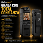 Sixboxcam® Cámara Corporal 4K con Grabación de Audio y Vídeo, Cámara Ponible Mini de 128GB con Cordón Magnético, para Viaje, Ciclismo, Seguridad Laboral, Aplicación de la Ley Policial