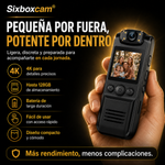 Sixboxcam® Cámara Corporal 4K con Grabación de Audio y Vídeo, Cámara Ponible Mini de 128GB con Cordón Magnético, para Viaje, Ciclismo, Seguridad Laboral, Aplicación de la Ley Policial