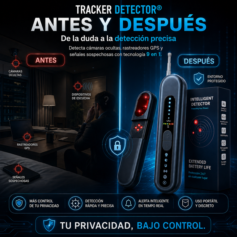 Tracker Detector® Detector de cámara oculta AI 9 en 1, detector de RF portátil, detector de dispositivo de escucha, detector antiespía, detector de rastreador GPS, detector de errores y de bolígrafo de privacidad