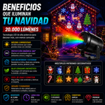 Proyector de luces de Navidad de 20.000 lumenes para interiores y exteriores, teconologia LED de Navidad con patrones decorativos de Navidad para ventanas interiores y exteriores, suelo, techo y pared