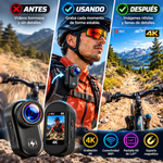 CAMWORLD 4K: Minicámara de vídeo corporal incluye tarjeta de memoria Micro SD de 64 GB, clip, lente, conectividad WiFi, pantalla HD de 1,47 pulgadas y soporte magnético de fijación rápida; cámara corporal ideal para vlogging, perfecta para ciclistas.