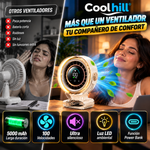 Ventilador portátil mini Coolhill: ventilador de pinza inalámbrico y recargable para escritorio, con 100 velocidades ajustables, batería de larga duración de 5000 mAh, pantalla digital, ultra silencioso, duradero y con luz LED; ideal para viajes.