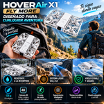 HOVERAir X1 - Fly More Cámara de vuelo autónomo de bolsillo - Fly More Combo 125 g Ligero 5 rutas de vuelo preprogramadas Sistema láser VIO y ToF Resistente a la intemperie Garantía de 12 meses Bolso plegable Drones de grabación electrónica - plegable.