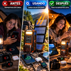 SOARAISE Cargador solar Power Bank de 48000 mAh, cargador portátil inalámbrico con 4 cables integrados y 7 salidas, Power Bank portátil de carga rápida de 15 W con USB C, paquete de baterías con linterna para todos los dispositivos móviles
