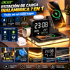 Estación de carga inalámbrica Acer 7 en 1 con carga rápida, luz nocturna LED, reloj con sincronización horaria por Bluetooth y visualización de temperatura, puertos USB-A y USB-C, y compatibilidad magnética MagSafe