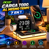 Estación de carga inalámbrica Acer 7 en 1 con carga rápida, luz nocturna LED, reloj con sincronización horaria por Bluetooth y visualización de temperatura, puertos USB-A y USB-C, y compatibilidad magnética MagSafe